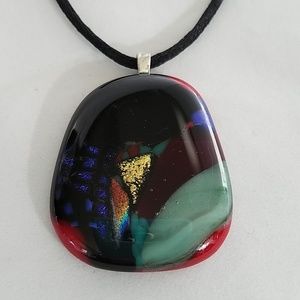 Big Multi-color Resin Pendant Necklace